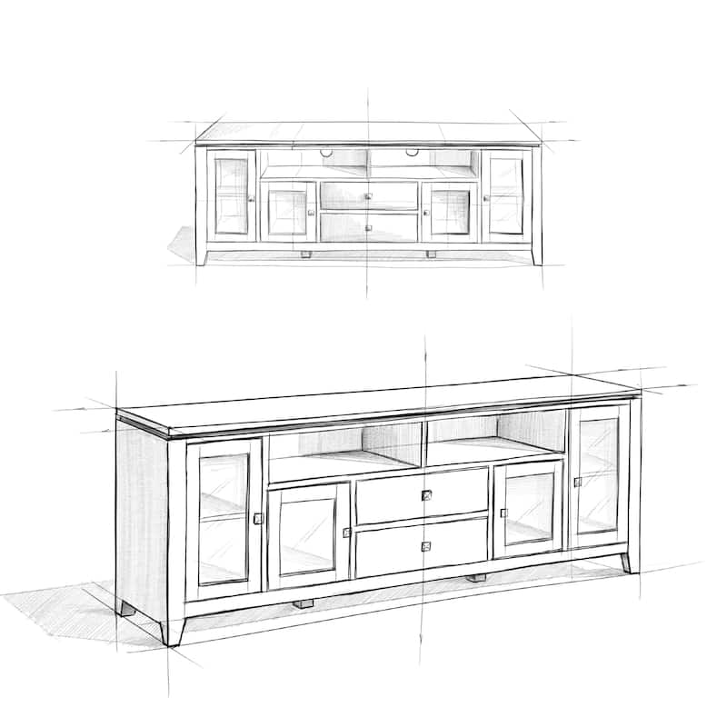 WYNDENHALL Essex SOLID WOOD 72 inch Wide Contemporary TV Media Stand For TVs up to 80 inches