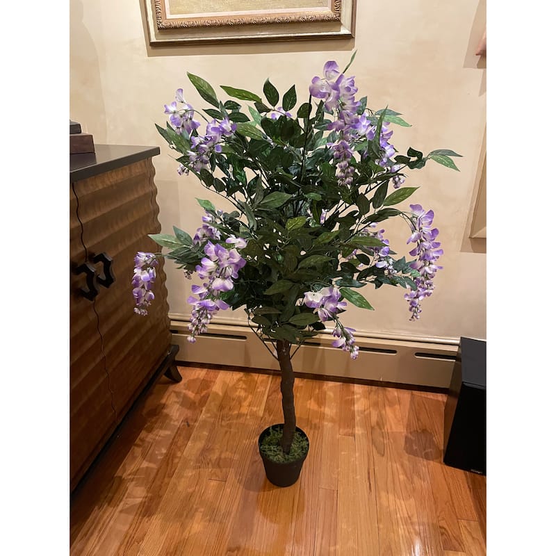 48" Artificial Wisteria Tree with Moss - Purple - 48