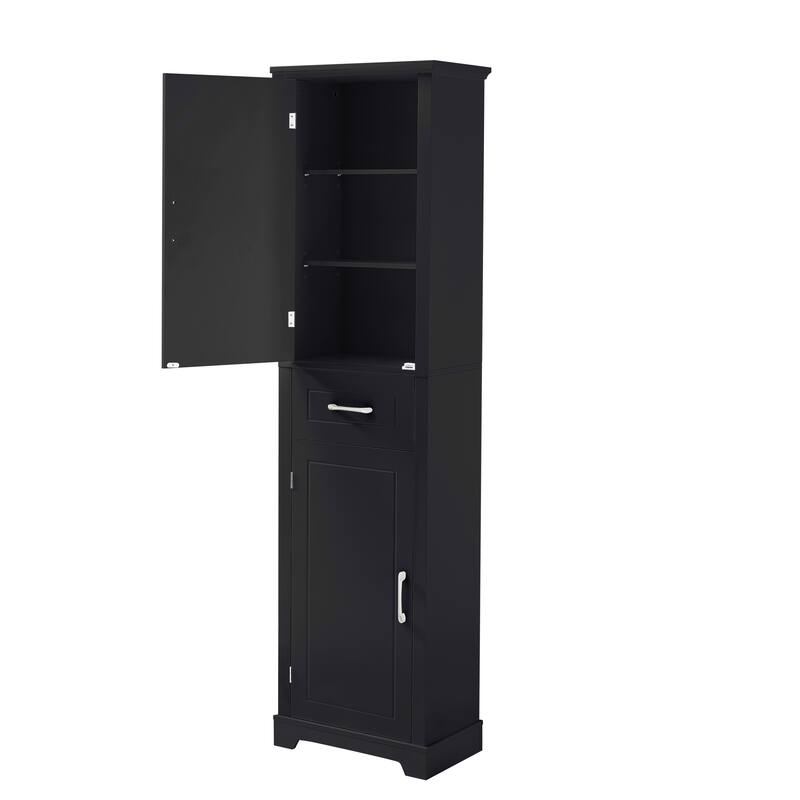 GDF Studio - Peter Modern MDF Tall Bathroom Storage Cabinet with Adjustable Shelves and Two Doors