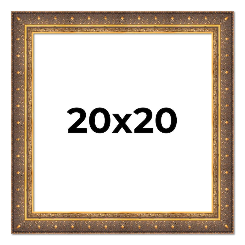 20x20 Frame Vintage Gold Solid Wood Picture Frame | 2.5 Inch Moulding