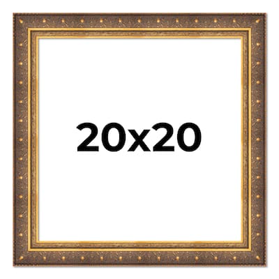 20x20 Frame Vintage Gold Solid Wood Picture Frame | 2.5 Inch Moulding
