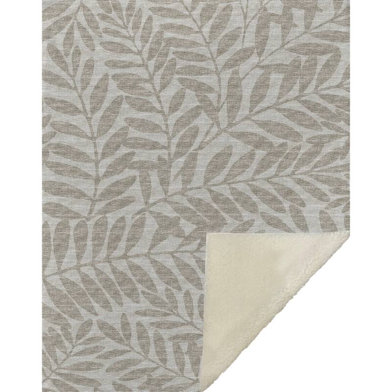 Premium Machine Washable ASB111 Floral Palms Sherpa Throw Blanket