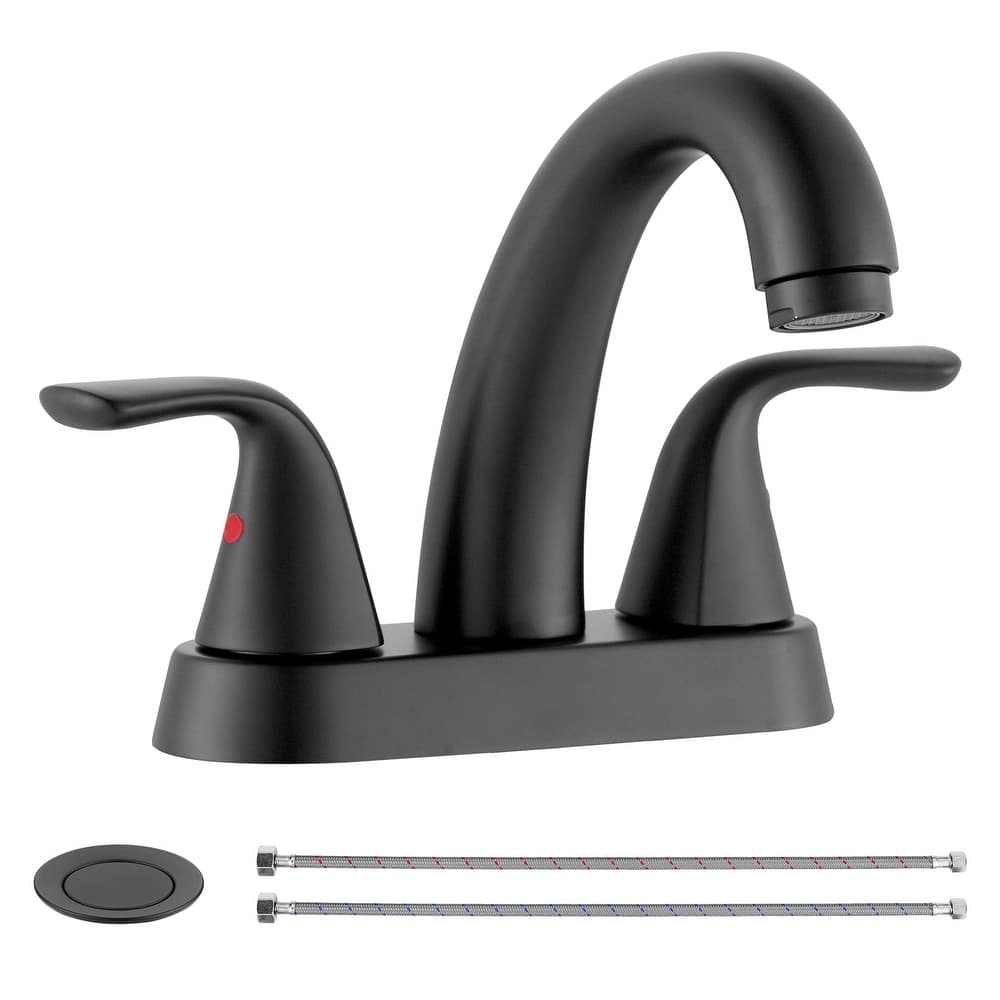 WOWOW 4 in. Centerset Double Handle High Arc Bathroom Sink Faucet