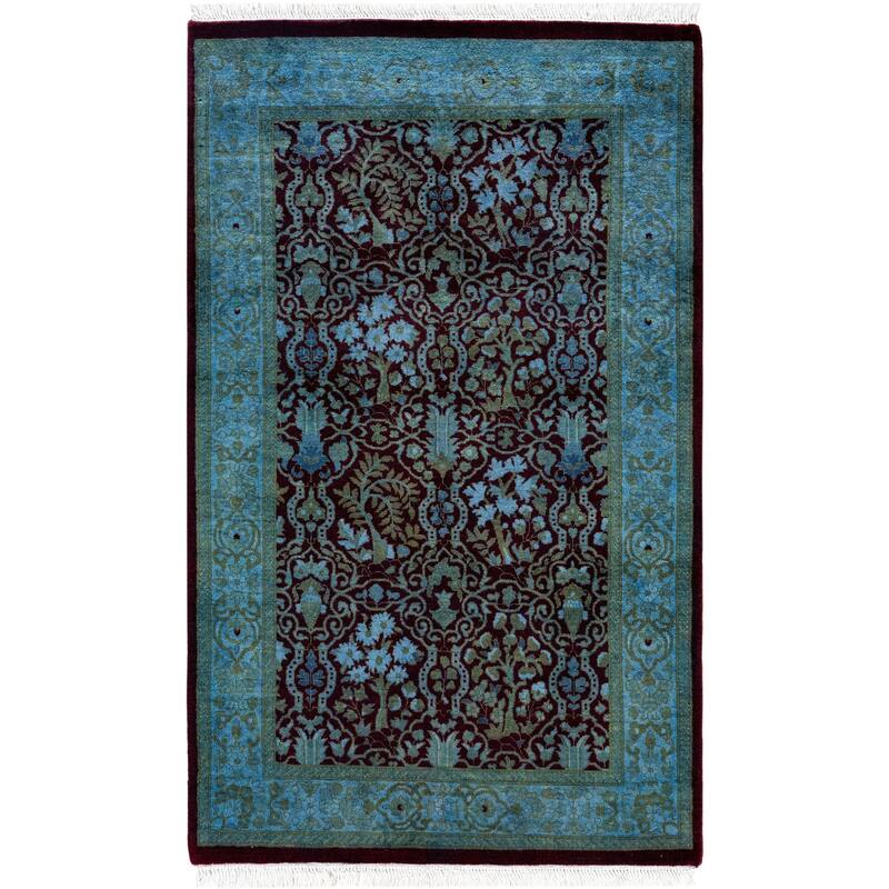 Overdyed One-of-a-Kind Hand-Knotted Area Rug - Red - 2' 8" x 4' 5"