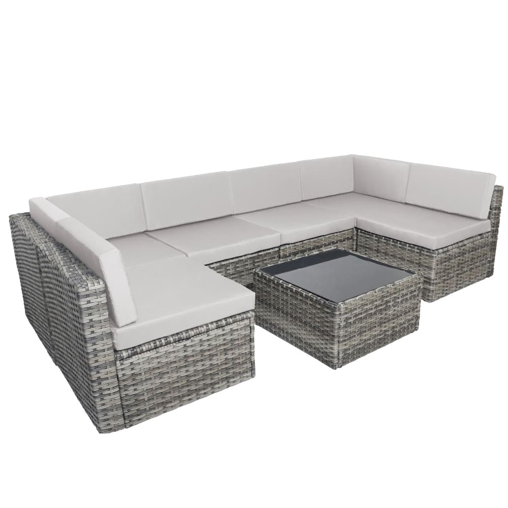 7 Piece Patio Furniture Sets Outdoor Sectional Sofa