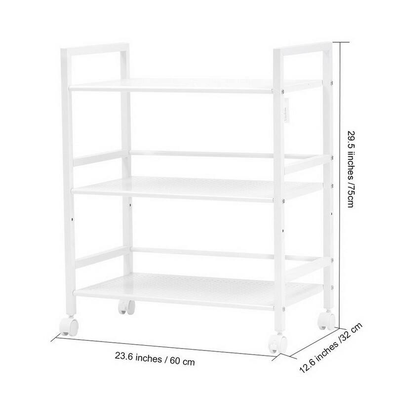 3-Tier Multi-function Rack Shelves Widen Rolling Kitchen Bathroom Storage Utility Cart