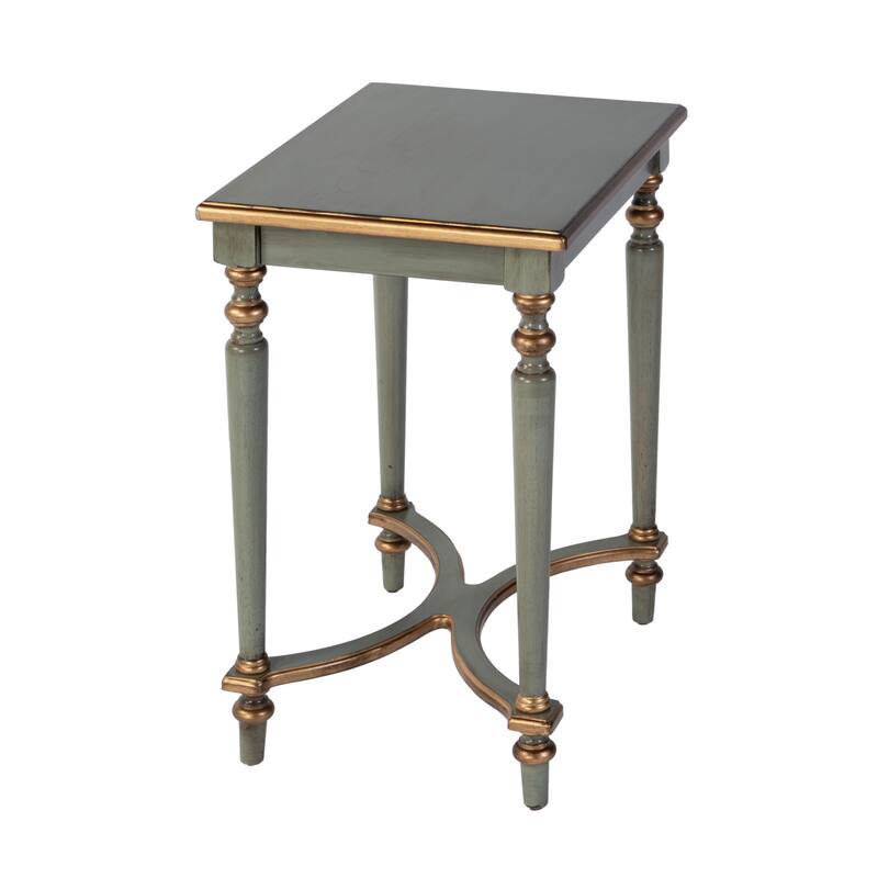 Tyler 18 in. W Rectangular Wood Side Table with 4-Way Match Veneer Inlay - Royal Pastel Green