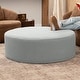 preview thumbnail 1 of 6, Jaxx Candler Round Couch Ottoman Large Coffee Table & Foot Rest, 44-Inch Boucle Silver