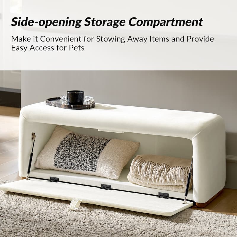 Gustavo Contemporary Storage Bench with Solid Wood Legs by HULALA HOME