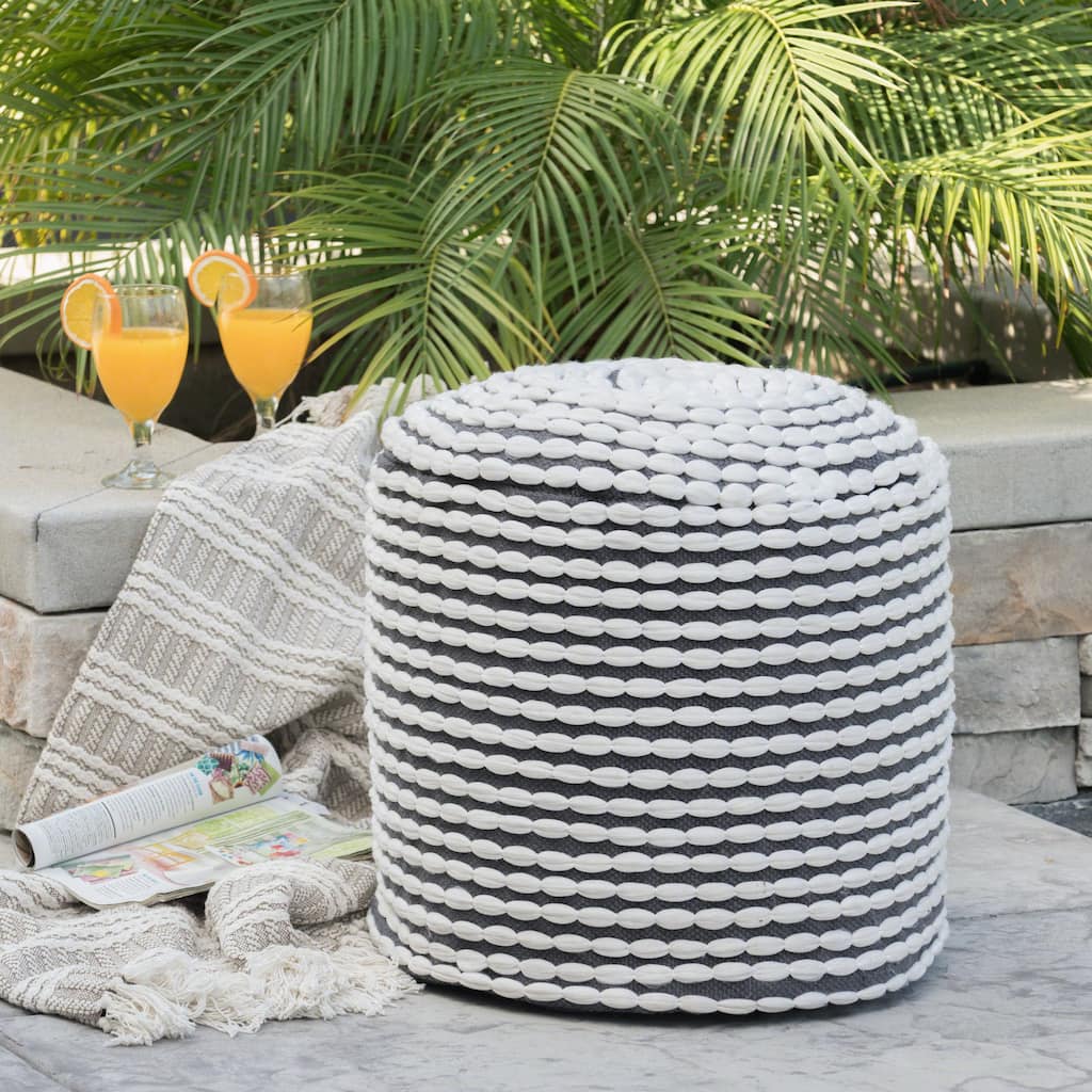 Modern Design Water Resistant Handcrafted Cylindrical Pouf，Softness And Comfort