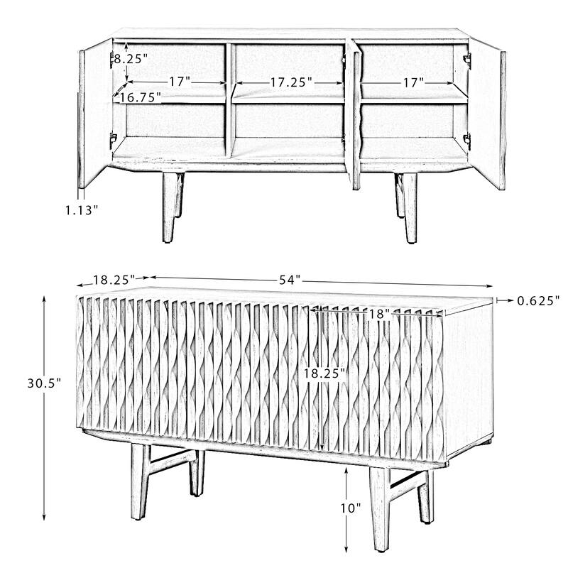Joanna Modern Carved Geometric Patterns Sideboard By HULALAHOME