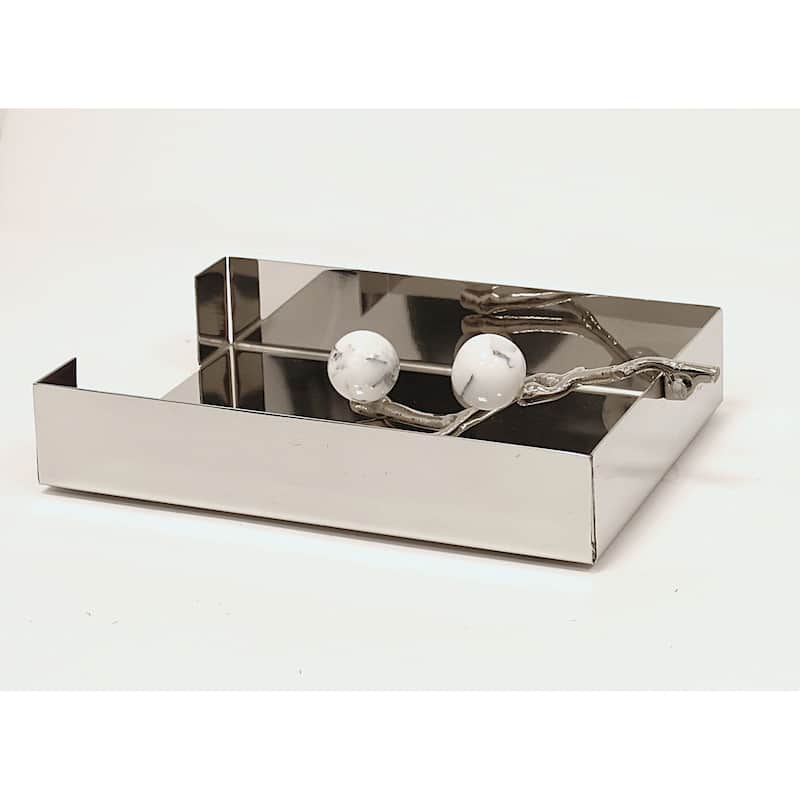 Tissue Holder Silver with Clear Ball - 9"L