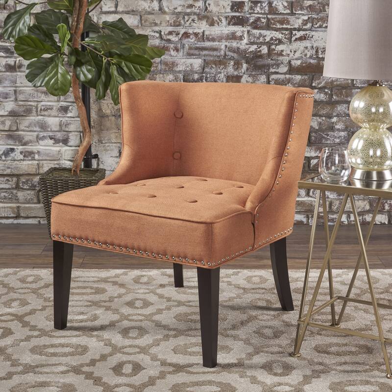 Orange 28" Accent Chair with Waffle Stitching