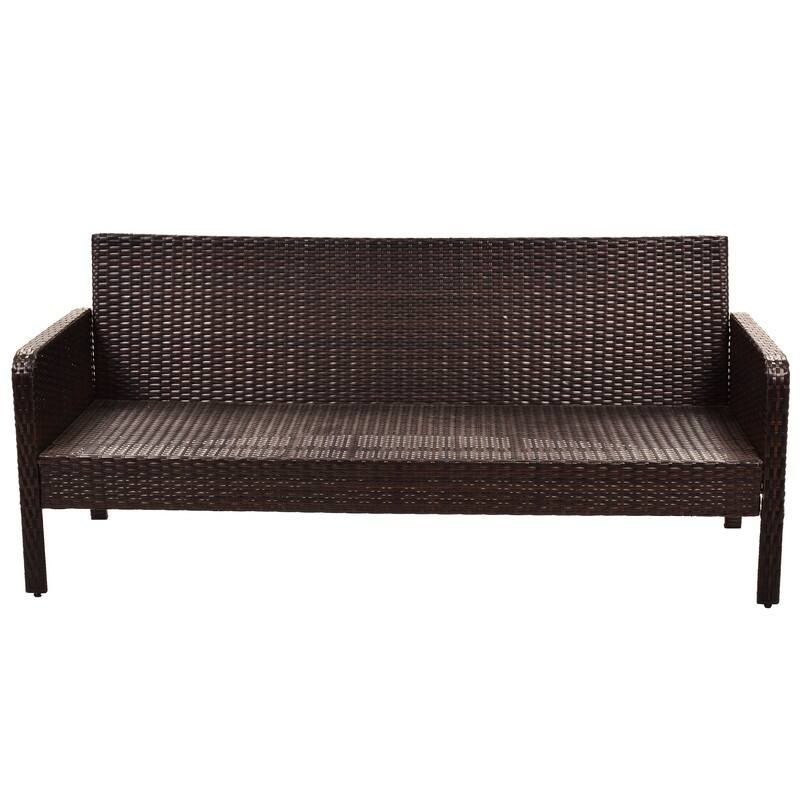 6Piece Outdoor Patio PE Wicker Rattan Sofa Set Dining Table Set with Removable Cushions and