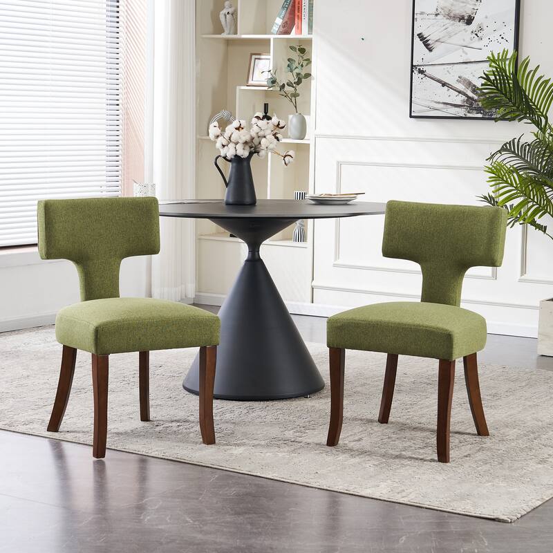 Upholstered Mordern Design T Back Dining Side Chair- Set of 2