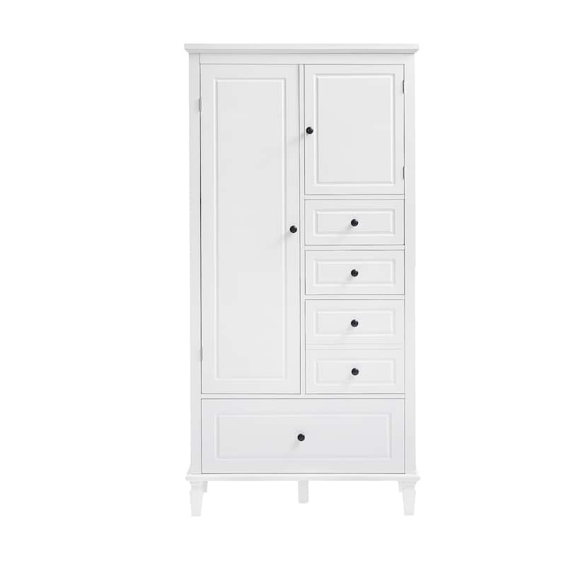 Tall and Wide Storage Cabinet with Doors for Bathroom/Living Room, Four Drawers of Different Sizes, Adjustable Shelves