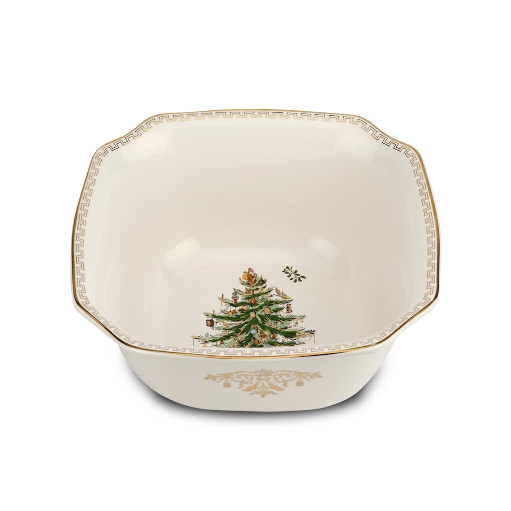 Spode Christmas Tree Gold 10 Inch Square Bowl - 10-Inch