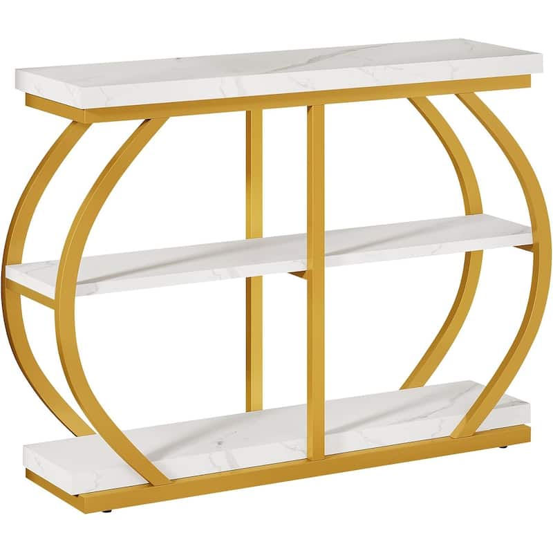 Industrial 3 Tiers Console Table, 41.3 Inches Narrow Wood Entryway Table