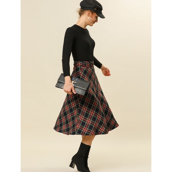 elegant plaid midi skirt