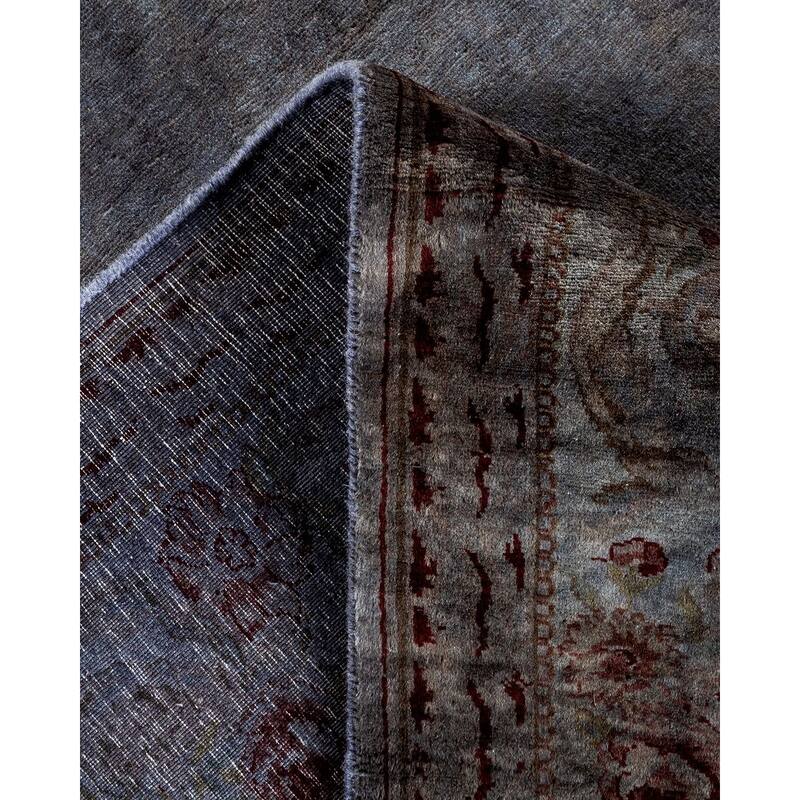 Overton Hand Knotted Wool Vintage Inspired Modern Contemporary Overdyed Gray Area Rug - 6' 2" x 9' 3"