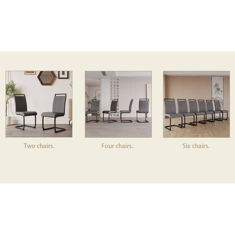 Dining Chairs,PU Faux Leather High Back Upholstered Side Chair with Black Metal Leg