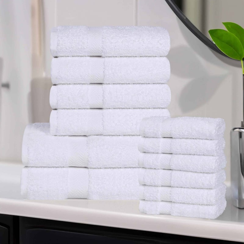 Superior Franklin Cotton Lightweight 12-Piece Assorted Towel Set - White