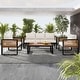preview thumbnail 2 of 32, 4 Pieces Outdoor Furniture Sofa for 5 Person Conversation Set Beige Cushion+Black Frame