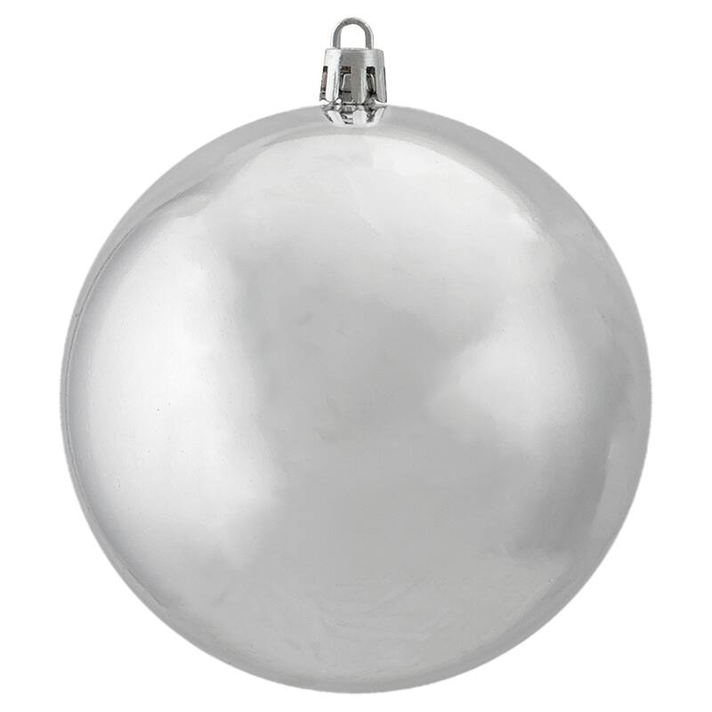 Shatterproof Shiny Christmas Ball Ornaments - 4" (100mm) - Silver - 12ct