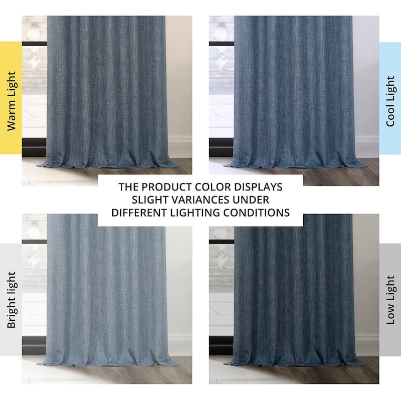 Exclusive Fabrics Textured Faux Linen Extra Wide Room Darkening Curtains for Bedroom & Living Room Curtains (1 Panel)