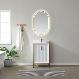 Granada 24" Vanity in White with Countertop With Mirror