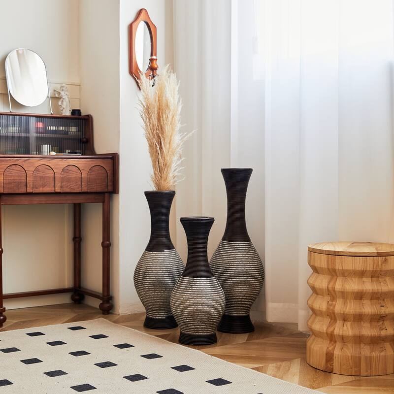 Desktop Vase, High Independent Flower Stand, Artificial Vine Vase, PVC Floor Vase, Home Decoration Flower Stand Set of 3