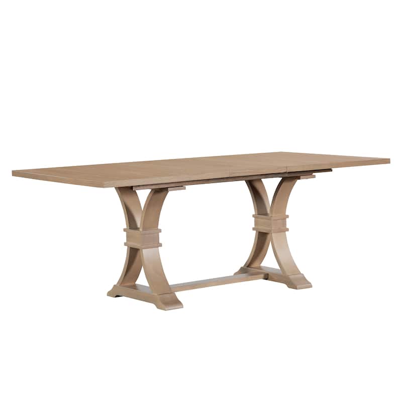 Christopher Knight Home - Rustic Extendable Dining Table with Rubberwood X-Frame Base and Extension Leaf