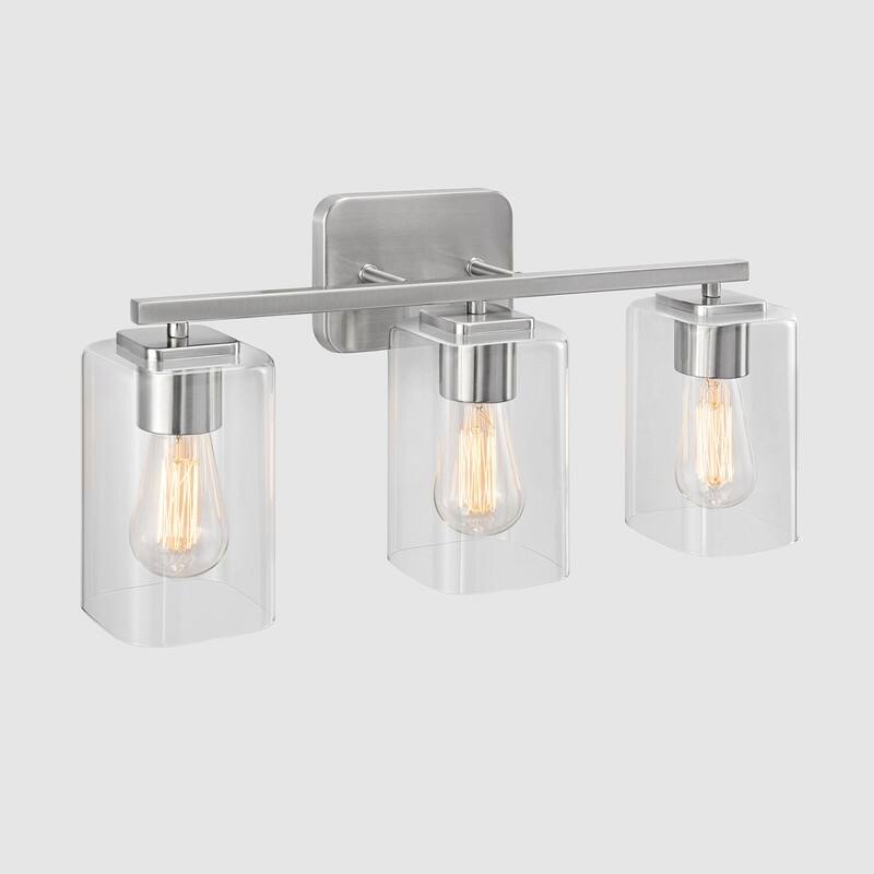 KAWOTI 3 Light Bathroom Vanity Light with Rectangular Glass Shade