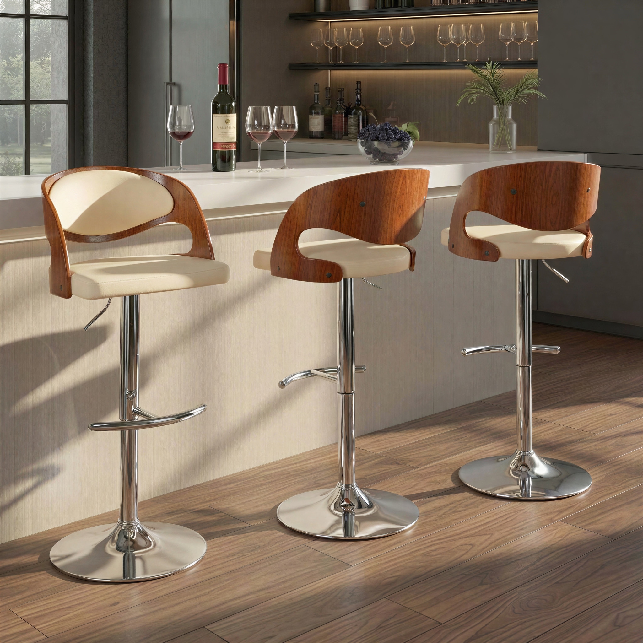 Carson Carrington Visby Adjustable Bar Stool with Rounded T Footrest (Set of 3)