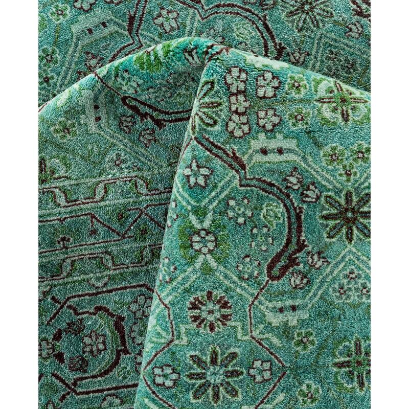 Overdyed One-of-a-Kind Hand-Knotted Area Rug - Green - 6' 2" x 9' 1"