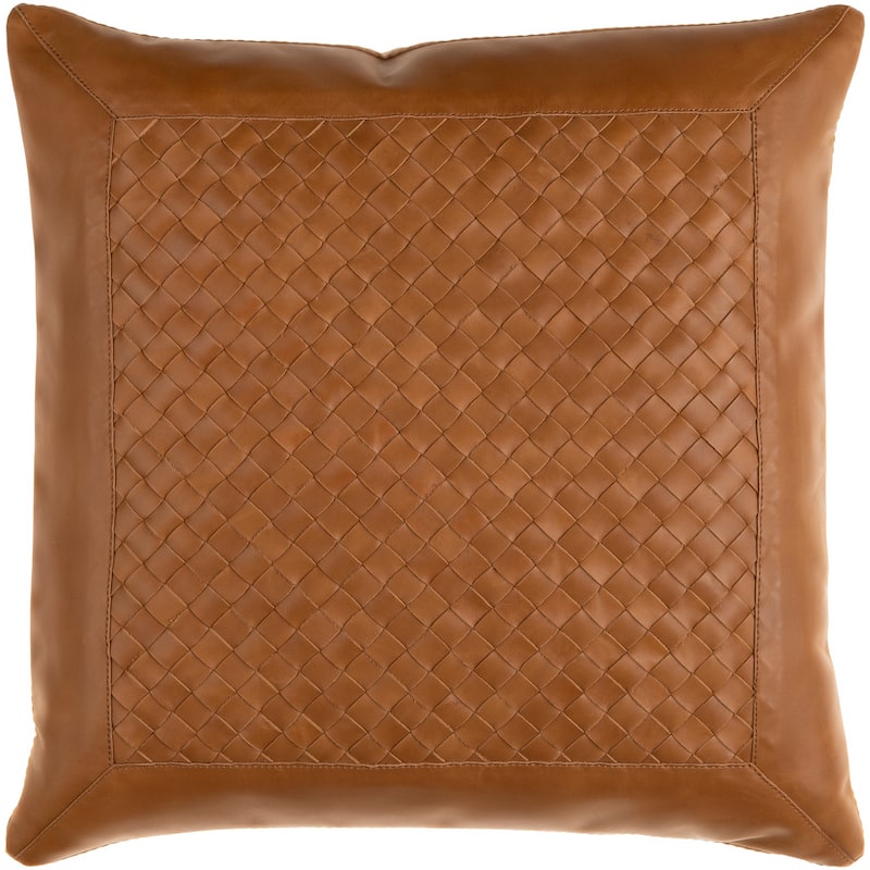 Ismaeel Braided Leather Throw Pillow - Polyester