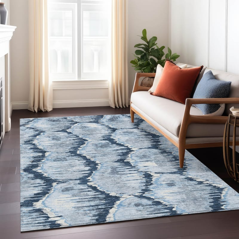 Machine Washable Indoor/ Outdoor Chantille Contemporary Abstract Rug