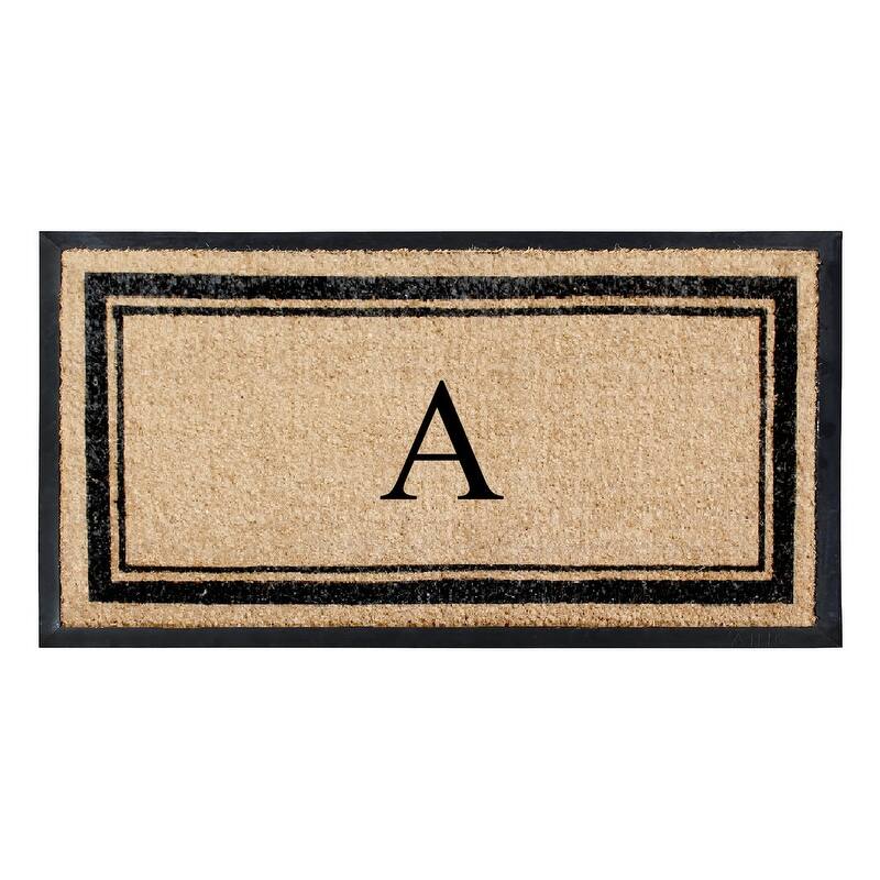 A1HC Picture Frame Natural Rubber & Coir Large Monogrammed Doormat 24"x48" - A
