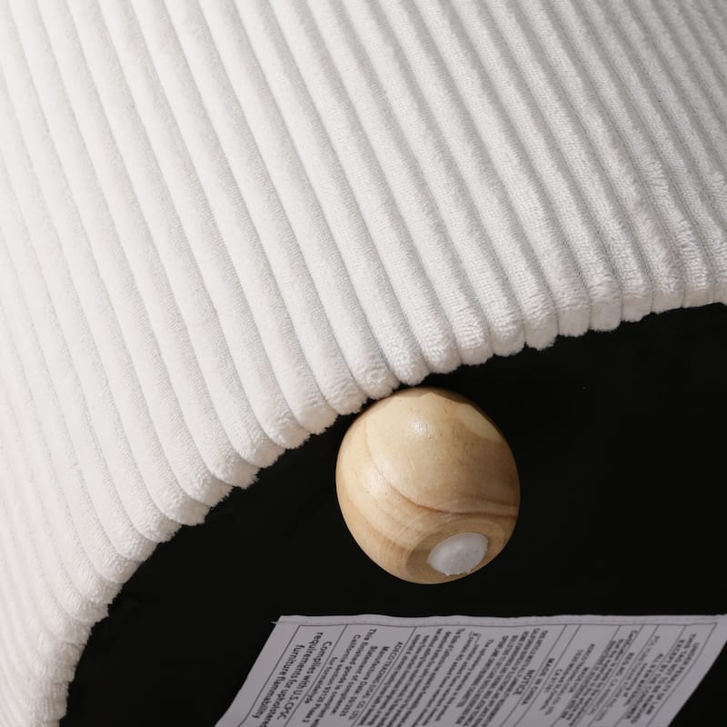 Adeco Round Velvet Storage Ottoman