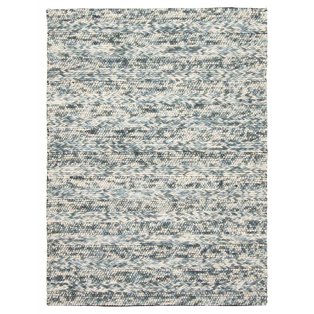 ECARPETGALLERY Braid weave Sienna Teal Wool Rug - 4'11 x 6'8