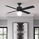 preview thumbnail 1 of 24, Hunter 52" Hepburn Ceiling Fan with LED Light Kit and Wall Control - Vintage, Mid-Century Modern, Transitional Matte Black