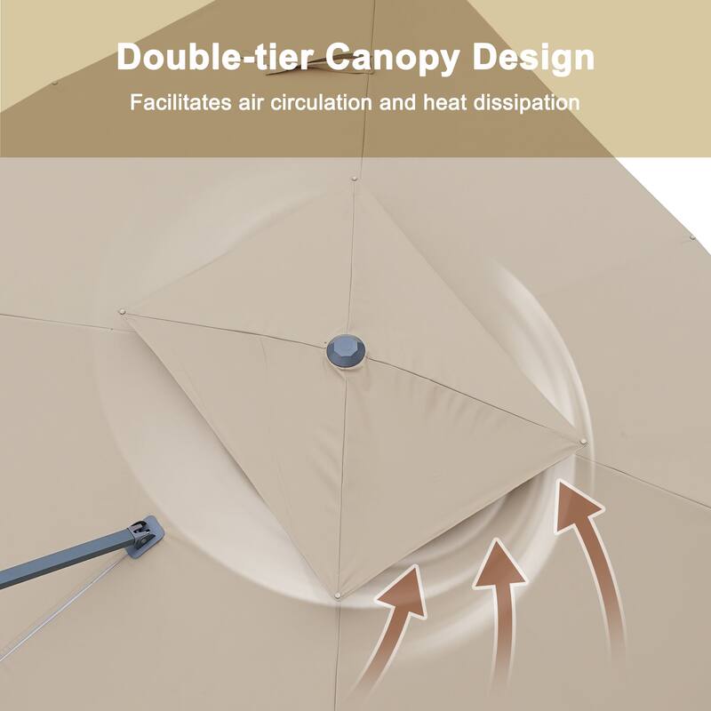 13-Ft Aluminum Dual-Roof Cantilever Umbrella