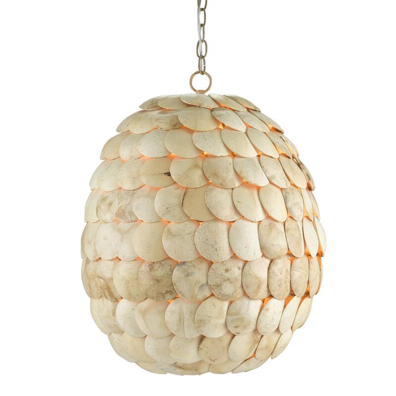 Currey & Company Buko Coco Cream Pendant - 24.5"h x 20"dia - 24.5"h x 20"dia - Coco Cream