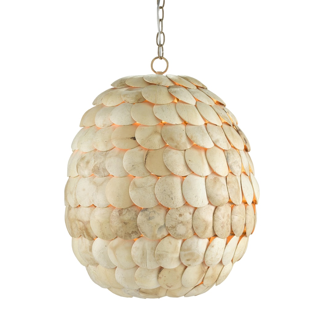 Currey & Company Buko Coco Cream Pendant - 24.5"h x 20"dia