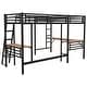 preview thumbnail 7 of 9, Black Twin Size Double Loft Bed with 2 Built-in Desks, Metal Loft Bed Frame with Safety Guardrails, Space-Saving Noise Free