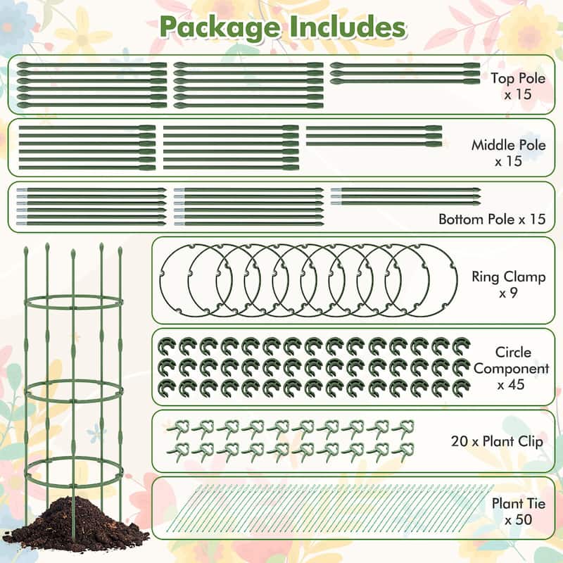 Gymax 3-Pack Garden Tomato Trellis 60'' Plant Support Cage w/