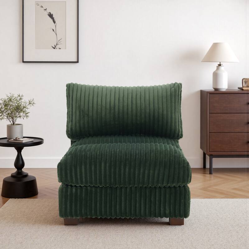 Cotton Flannel corner Sofa Armless Modular Sectional Sofa Seamless Combination - Green-Armless - Symmetrical