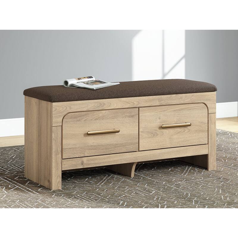 Signature Design by Ashley Prandefort Light Brown / Dark Brown Bedroom Storage Bench - 44" W x 16" D x 20" H