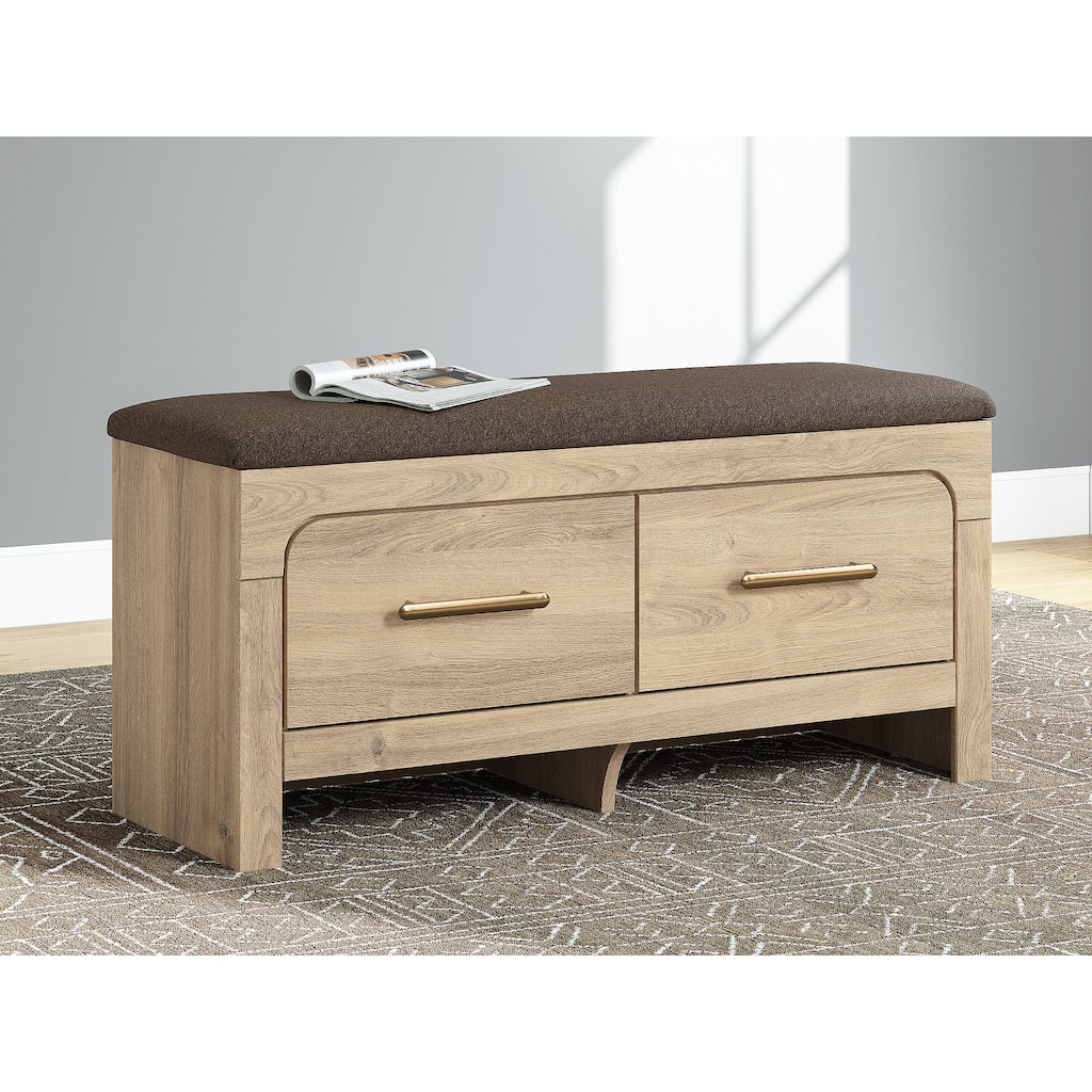 Signature Design by Ashley Prandefort Light Brown / Dark Brown Bedroom Storage Bench - 44" W x 16" D x 20" H