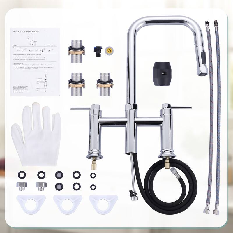 WOWOW Double Handle Pull Down Kitchen Faucet
